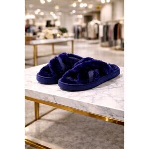 Dearfoams Astrid Crossband Slides Peacoat size M (7/8)